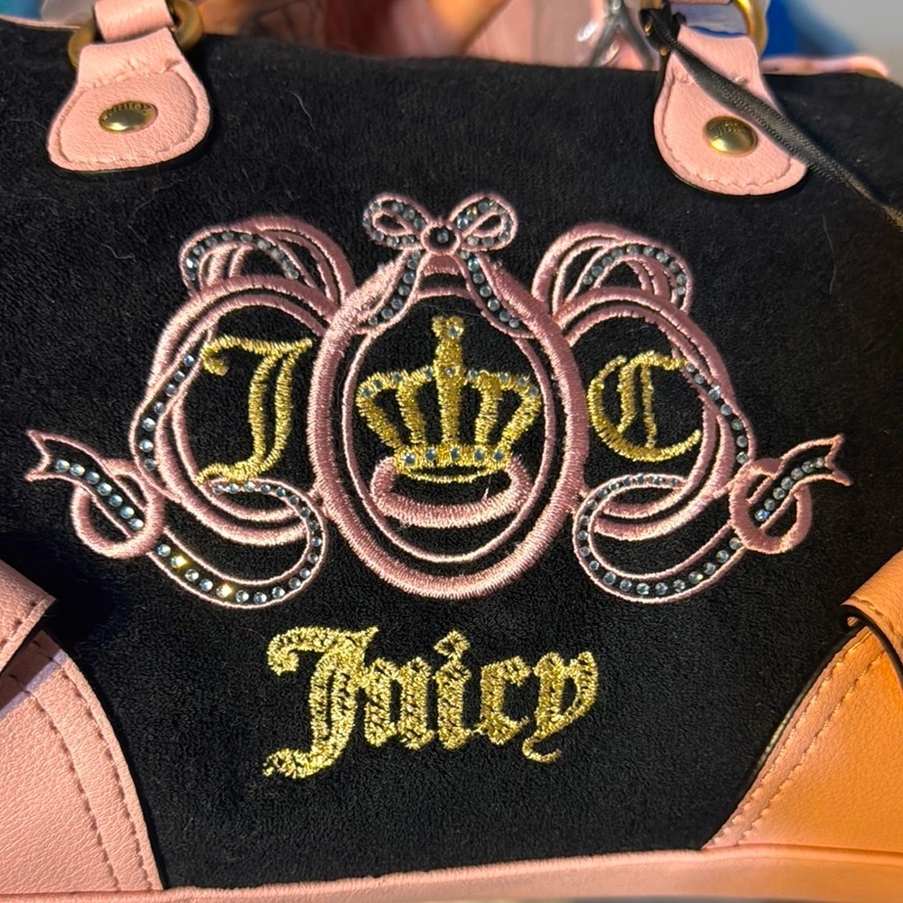 Juicy Couture Black and Pink Women's Bag liquorice velour NWT rare - Picture 8 of 12